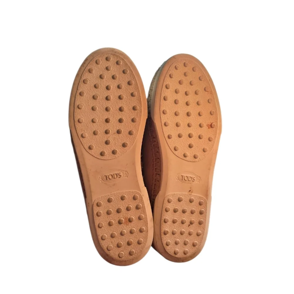 Tod's Caramel Pink Leather Tassel Espadrille Loafers Size 37